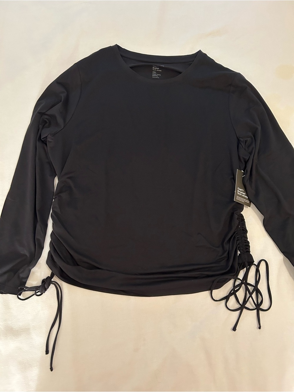 GAP Black Long-Sleeve Side-Ruched Tee